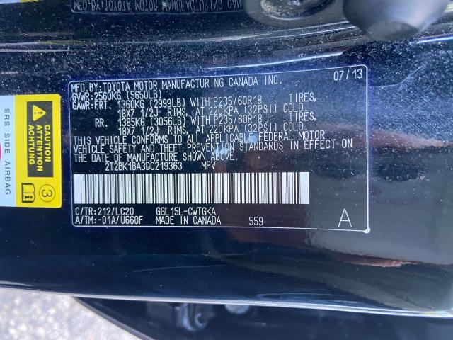 Photo 9 VIN: 2T2BK1BA3DC219363 - LEXUS RX 350 BAS 