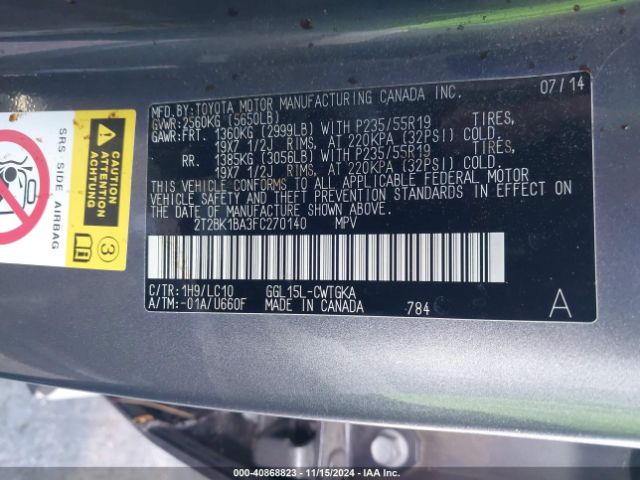 Photo 8 VIN: 2T2BK1BA3FC270140 - LEXUS RX 