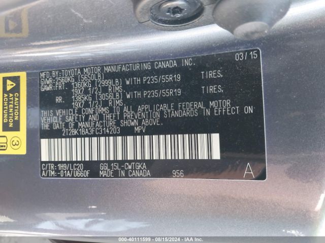 Photo 8 VIN: 2T2BK1BA3FC314203 - LEXUS RX 