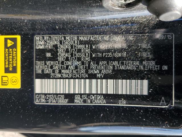 Photo 12 VIN: 2T2BK1BA3FC343104 - LEXUS RX 350 BAS 