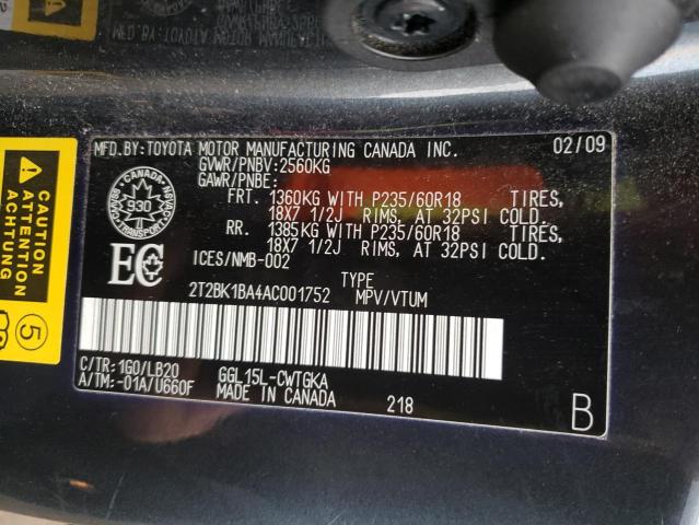 Photo 9 VIN: 2T2BK1BA4AC001752 - LEXUS RX 350 