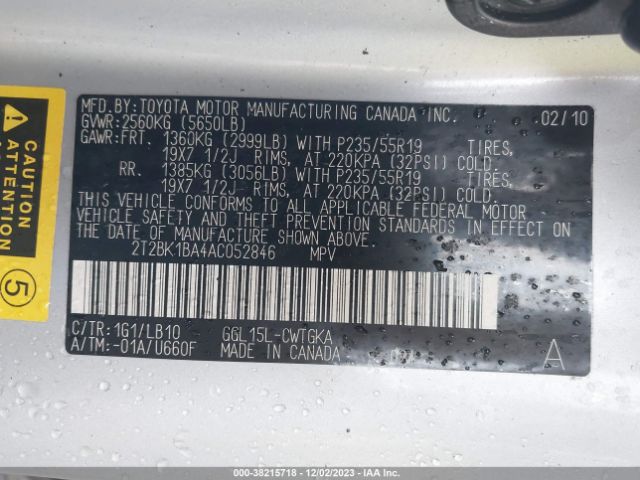 Photo 8 VIN: 2T2BK1BA4AC052846 - LEXUS RX 350 