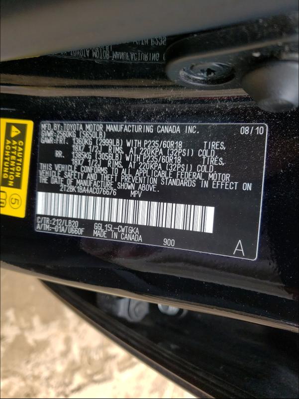 Photo 9 VIN: 2T2BK1BA4AC076676 - LEXUS RX 350 