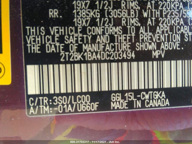 Photo 8 VIN: 2T2BK1BA4DC203494 - LEXUS RX 350 