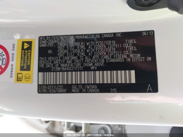 Photo 8 VIN: 2T2BK1BA4DC217217 - LEXUS RX 350 