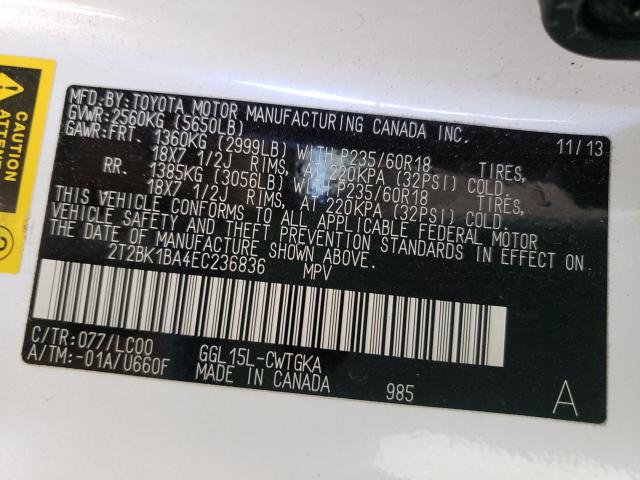 Photo 9 VIN: 2T2BK1BA4EC236836 - LEXUS RX 350 BAS 