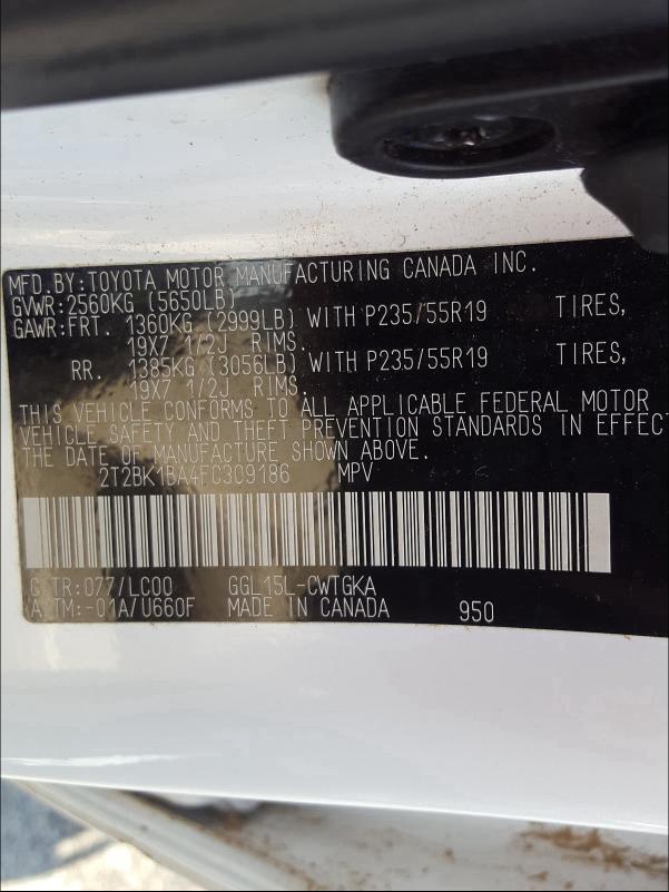 Photo 9 VIN: 2T2BK1BA4FC309186 - LEXUS RX 350 BAS 