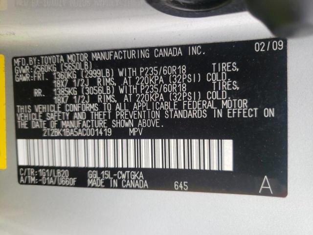 Photo 9 VIN: 2T2BK1BA5AC001419 - LEXUS RX 350 