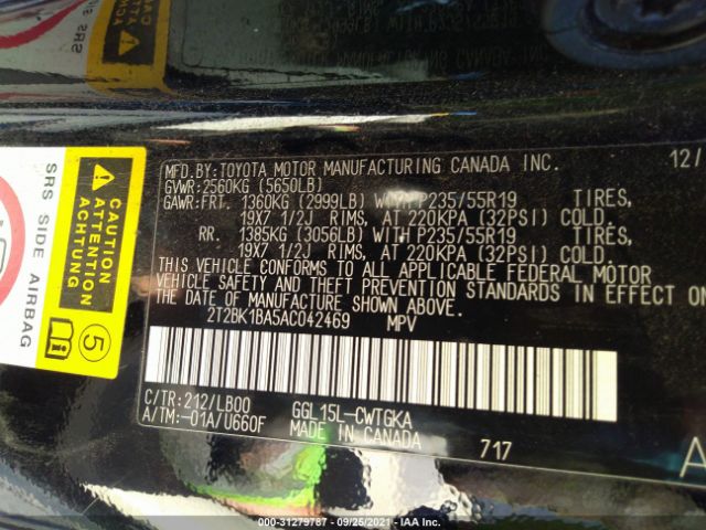 Photo 8 VIN: 2T2BK1BA5AC042469 - LEXUS RX 350 