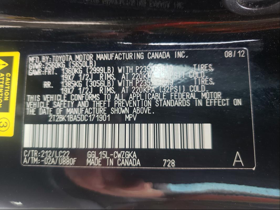 Photo 9 VIN: 2T2BK1BA5DC171901 - LEXUS RX 350 BAS 