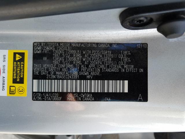 Photo 9 VIN: 2T2BK1BA5EC243391 - LEXUS RX 350 BAS 