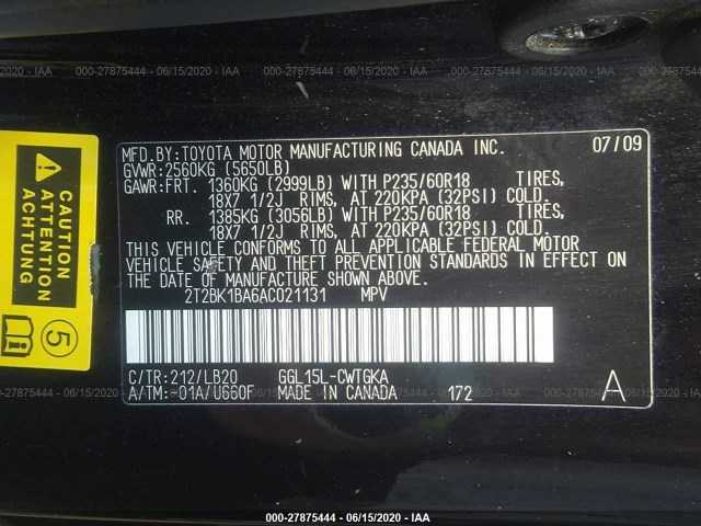 Photo 8 VIN: 2T2BK1BA6AC021131 - LEXUS RX 350 