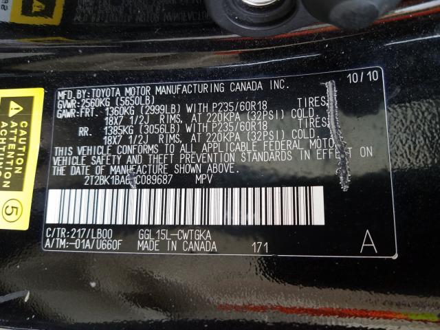 Photo 9 VIN: 2T2BK1BA6BC089687 - LEXUS RX 350 