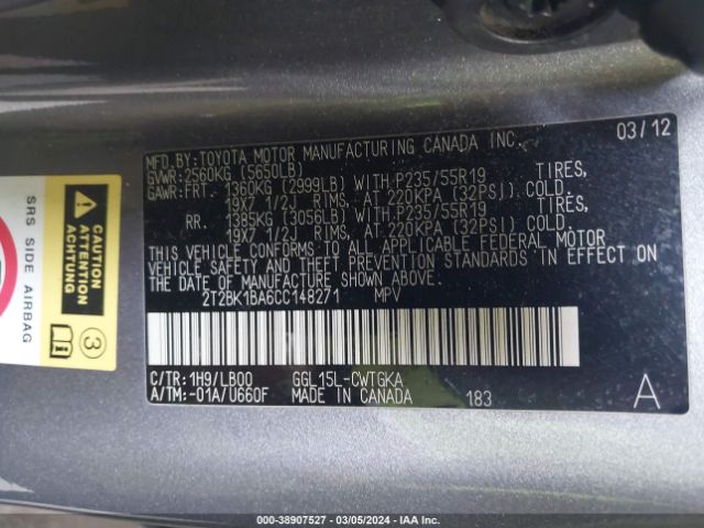 Photo 8 VIN: 2T2BK1BA6CC148271 - LEXUS RX 350 