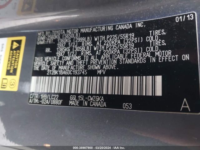 Photo 8 VIN: 2T2BK1BA6DC193745 - LEXUS RX 350 