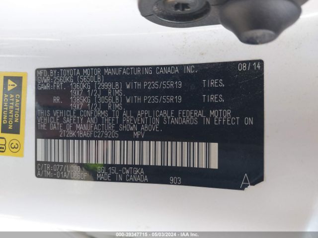 Photo 8 VIN: 2T2BK1BA6FC279205 - LEXUS RX 350 