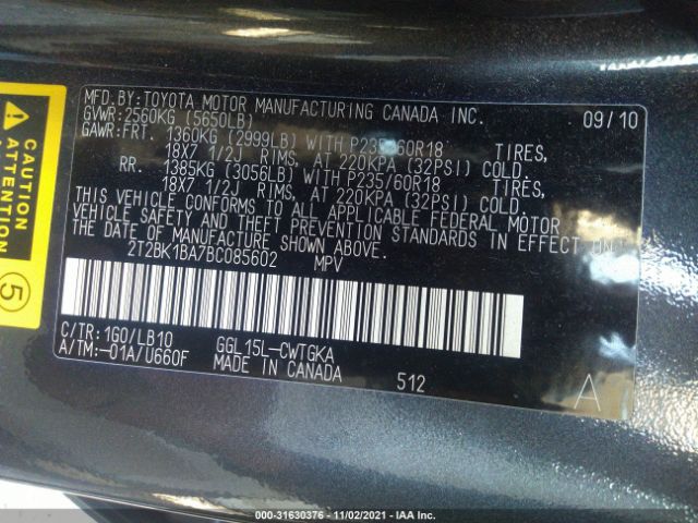 Photo 8 VIN: 2T2BK1BA7BC085602 - LEXUS RX 350 