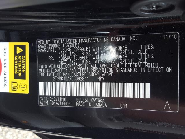 Photo 9 VIN: 2T2BK1BA7BC092811 - LEXUS RX 350 