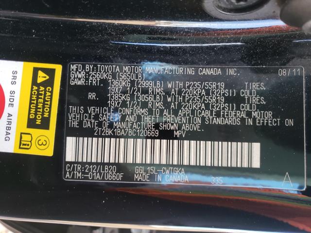 Photo 9 VIN: 2T2BK1BA7BC120669 - LEXUS RX 350 