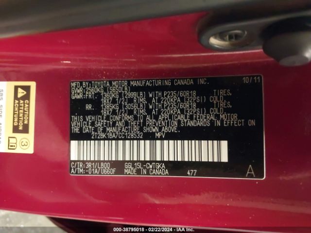 Photo 8 VIN: 2T2BK1BA7CC128532 - LEXUS RX 350 