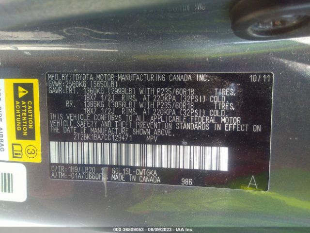 Photo 8 VIN: 2T2BK1BA7CC129471 - LEXUS RX 350 