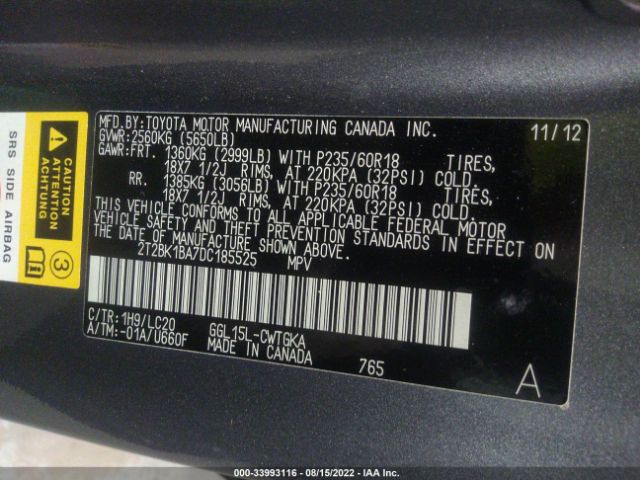 Photo 8 VIN: 2T2BK1BA7DC185525 - LEXUS RX 350 