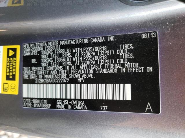 Photo 9 VIN: 2T2BK1BA7DC222072 - LEXUS RX 350 BAS 