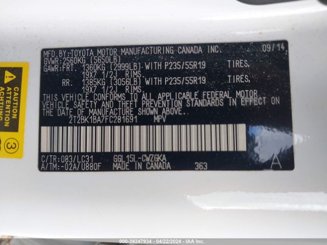 Photo 8 VIN: 2T2BK1BA7FC281691 - LEXUS RX 350 