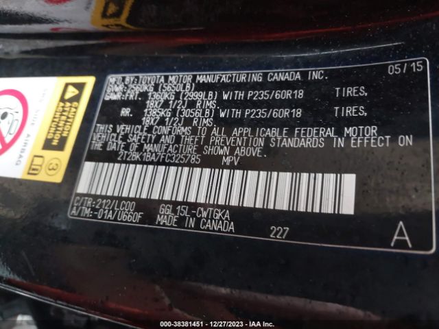 Photo 8 VIN: 2T2BK1BA7FC325785 - LEXUS RX 350 