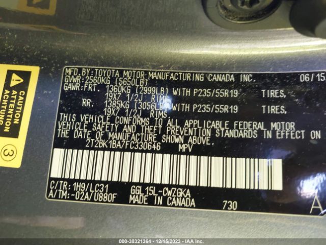 Photo 8 VIN: 2T2BK1BA7FC330646 - LEXUS RX 350 