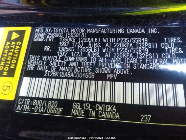 Photo 8 VIN: 2T2BK1BA8AC004606 - LEXUS RX 350 