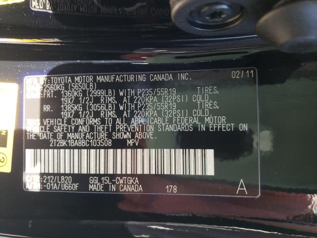 Photo 9 VIN: 2T2BK1BA8BC103508 - LEXUS RX 350 