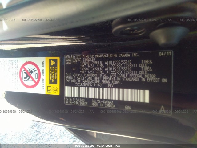 Photo 8 VIN: 2T2BK1BA8BC111169 - LEXUS RX 350 