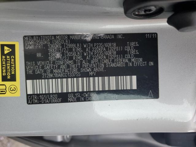 Photo 12 VIN: 2T2BK1BA8CC133755 - LEXUS RX 350 