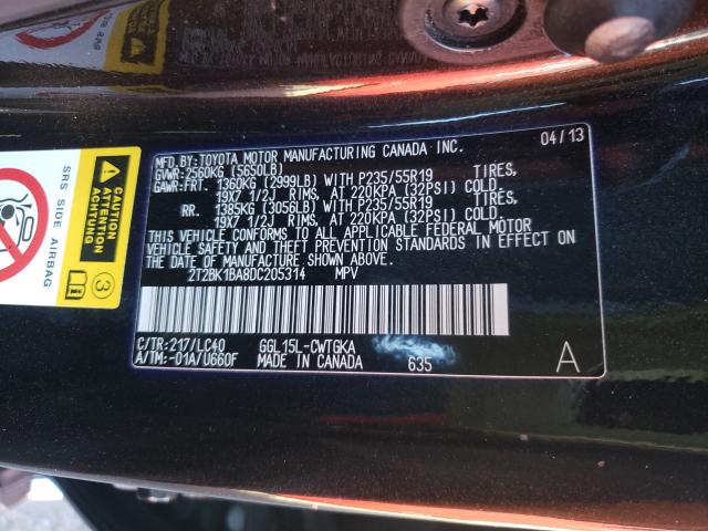 Photo 9 VIN: 2T2BK1BA8DC205314 - LEXUS RX 350 BAS 