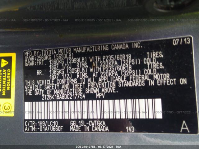 Photo 8 VIN: 2T2BK1BA8DC217754 - LEXUS RX 350 