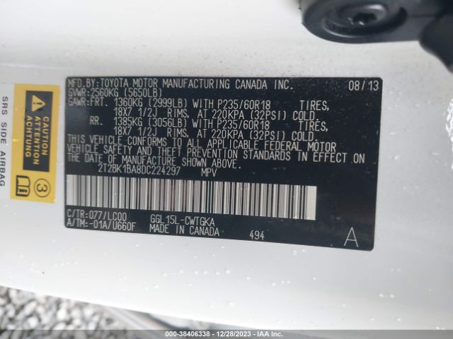 Photo 8 VIN: 2T2BK1BA8DC224297 - LEXUS RX 350 