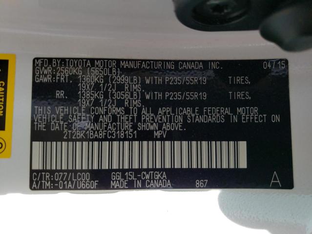 Photo 11 VIN: 2T2BK1BA8FC318151 - LEXUS RX 350 BAS 