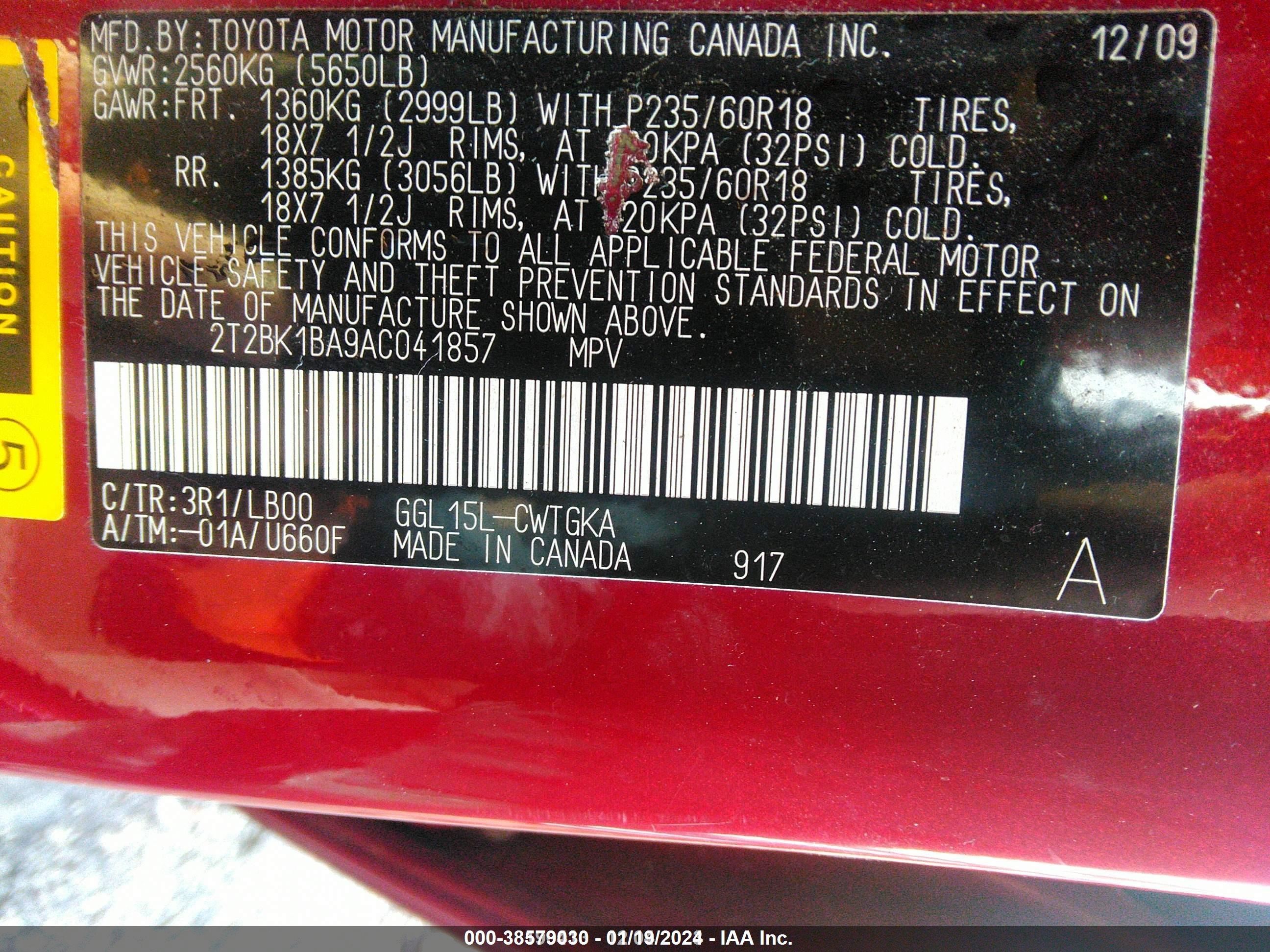 Photo 8 VIN: 2T2BK1BA9AC041857 - LEXUS RX 