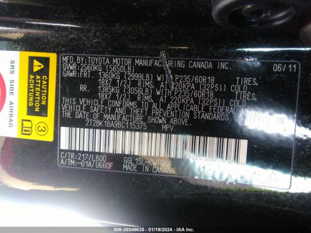 Photo 8 VIN: 2T2BK1BA9BC115375 - LEXUS RX 350 