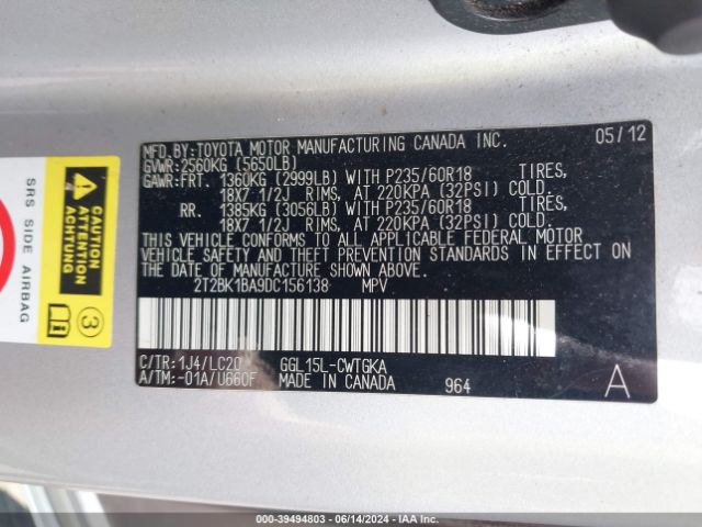 Photo 8 VIN: 2T2BK1BA9DC156138 - LEXUS RX 