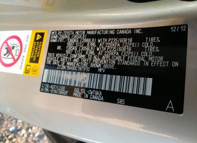 Photo 8 VIN: 2T2BK1BA9DC187910 - LEXUS RX 