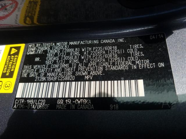 Photo 9 VIN: 2T2BK1BA9FC258820 - LEXUS RX 350 BAS 