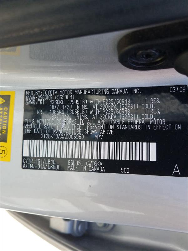 Photo 9 VIN: 2T2BK1BAXAC006969 - LEXUS RX 350 