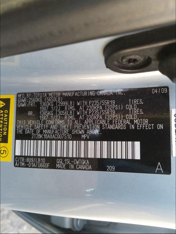 Photo 9 VIN: 2T2BK1BAXAC007510 - LEXUS RX 350 