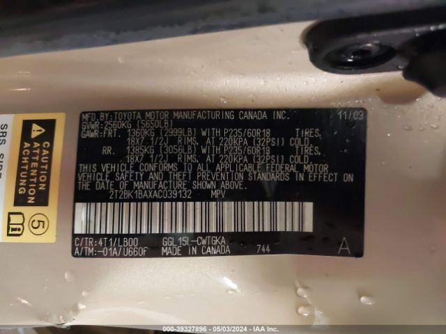 Photo 8 VIN: 2T2BK1BAXAC039132 - LEXUS RX 350 