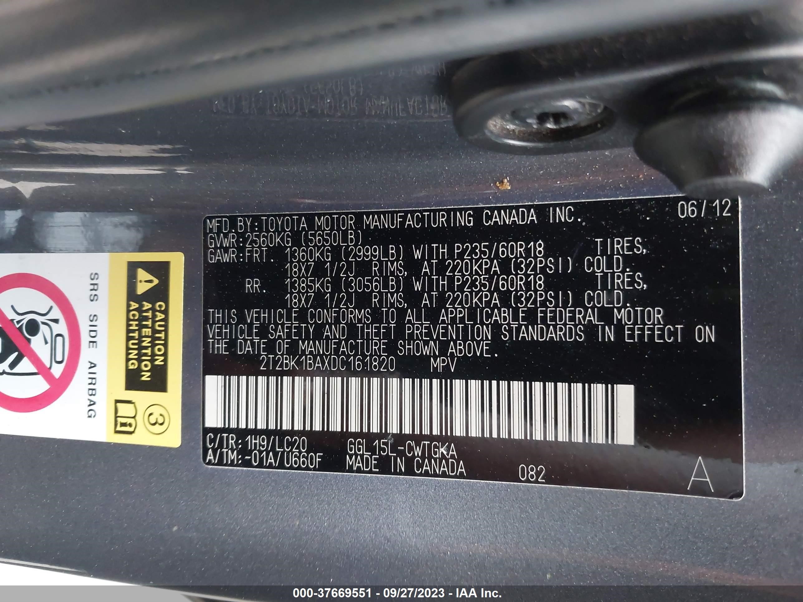 Photo 8 VIN: 2T2BK1BAXDC161820 - LEXUS RX 