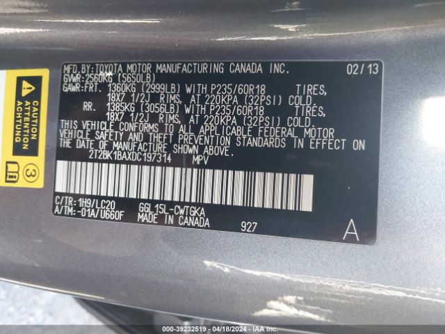 Photo 8 VIN: 2T2BK1BAXDC197314 - LEXUS RX 350 