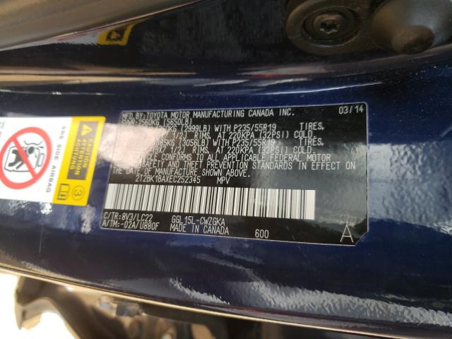 Photo 9 VIN: 2T2BK1BAXEC252345 - LEXUS RX 350 BAS 