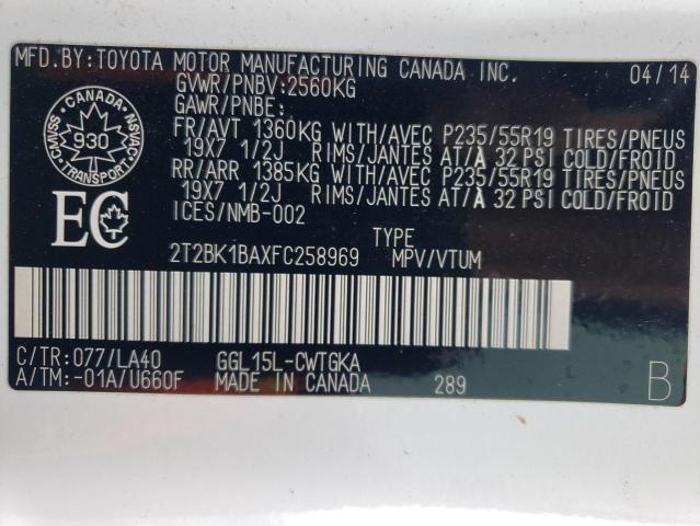 Photo 13 VIN: 2T2BK1BAXFC258969 - LEXUS RX 350 BAS 